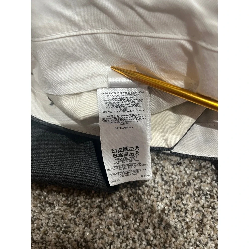 Brooks Brothers 346 Madison Fit Mens 41x31 Gray 100% Wool Pleated Dress Pants